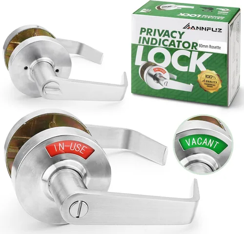 Miniatura 7 de Cerradura de manija de puerta sin llave de privacidad con indicador en uso o vacío para baño de hombres/mujeres, grado comercial, letrero ocupado