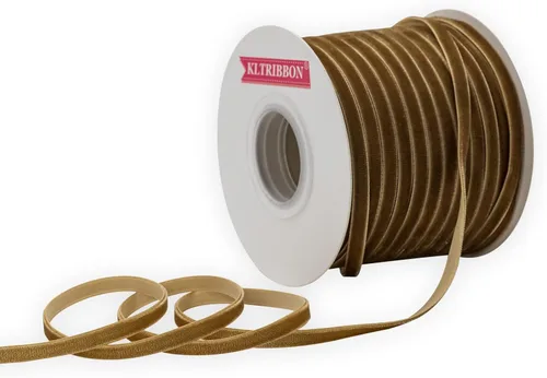 Miniatura 23 de Cinta de terciopelo de nailon de una sola cara, carrete de 1 1/2 pulgadas x 25 yardas (dorado)