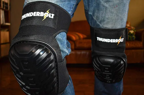 Miniatura 9 de Rodilleras Thunderbolt para Hombres de Construcción, Rodilleras de Trabajo para Hombres y Mujeres con Doble Gel para Jardinería, Colocación de NEGRO