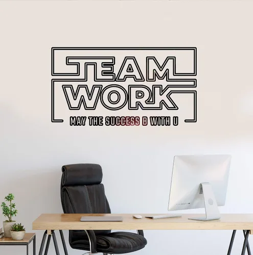 Miniatura 2 de Vinilo adhesivo para pared, diseño de palabras, trabajo en equipo, Star Wars, oficina, mural, 33 x 17.5 pulgadas gz237