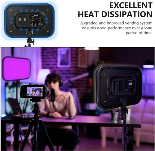 Miniatura 5 de NEEWER RGB168 Panel de Luz LED RGB de Video de 18.3" con Control de Aplicación, Kit de Soporte de Trípode de 2 Paquetes, 60W/360°