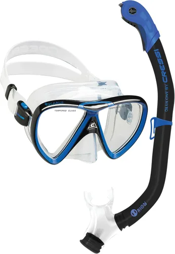 Cressi - Juego de snorkel para adulto en silicona cómoda y pura, máscara y snorkel semiseco Ikarus & Orion