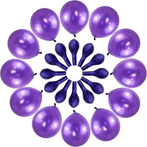 Miniatura 2 de Paquete de 120 globos de color morado perla, globos de látex brillantes de 12 pulgadas de color morado real para cumpleaños, boda, baby shower