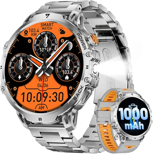 Miniatura 12 de LIGE Relojes inteligentes militares para hombre (3 bandas), reloj inteligente de pantalla grande HD de 1000 mAh/1.85 pulgadas, linterna/más de 110
