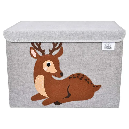 Miniatura 2 de CLCROBD Cofre plegable grande de juguetes para niños con tapa abatible, organizador de almacenamiento de juguetes de animales de tela plegable