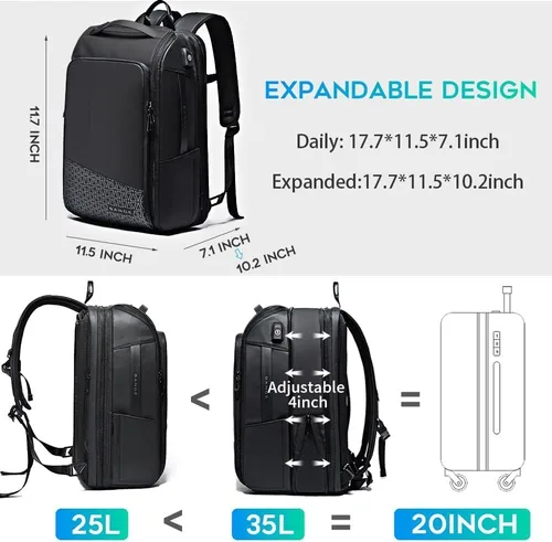 Miniatura 3 de BANGE Mochilas de viaje, mochila de mano para fin de semana, mochila impermeable para laptop de negocios para hombres de 15.6 pulgadas