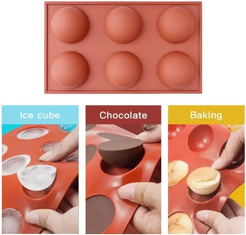 Miniatura 3 de homEdge Molde de silicona grande de 6 cavidades, 3 paquetes de moldes para hornear para hacer bombas de chocolate caliente, pasteles, gelatina