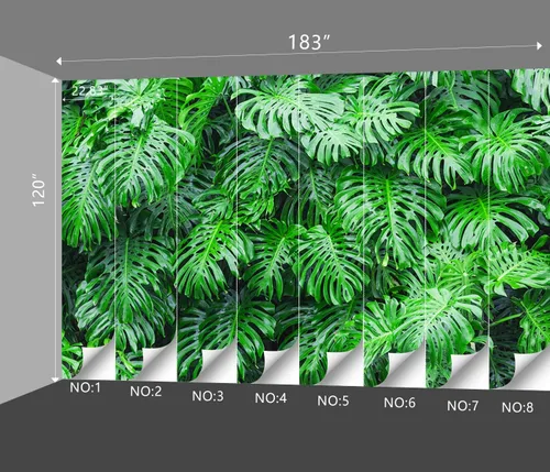 Miniatura 86 de Papel pintado botánico de selva tropical Hojas verdes de planta murales Estética para decorar habitación Sala de estar Fondo de TV Gran mural de B033