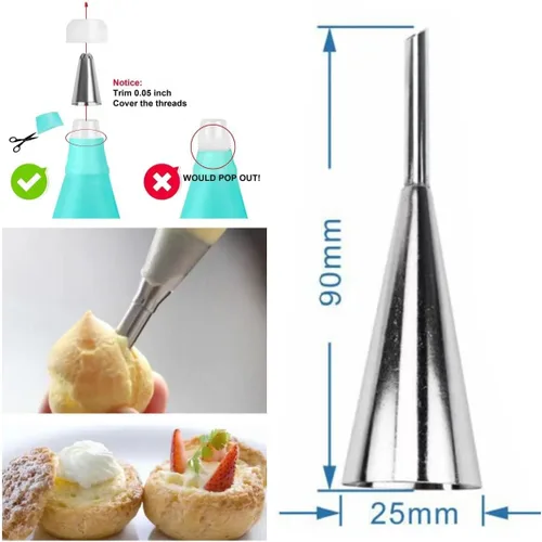 Miniatura 5 de Juego de moldes de acero inoxidable para cannoli AMBESTAR, 5 moldes grandes para cannoli, 5 moldes grandes para cornetas, 5 moldes pequeños para 5