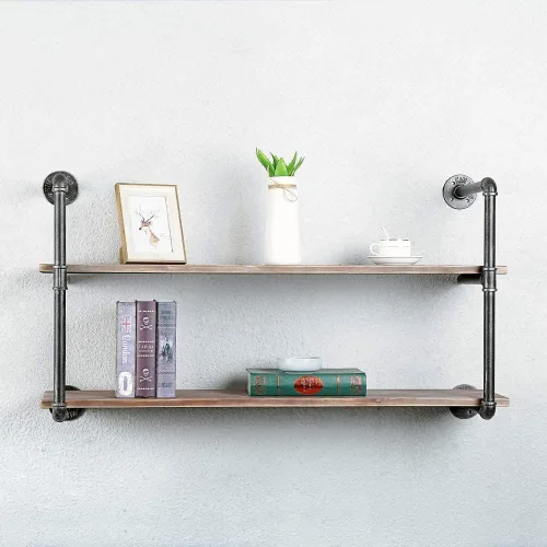 Miniatura 4 de Estantería de tubo negro industrial para bricolaje, montaje en pared, estantería abierta, kit de soporte para proyectos de bricolaje