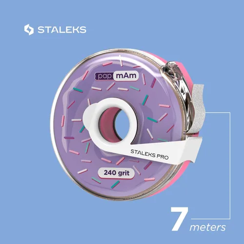 Miniatura 8 de Staleks Pro Cinta abrasiva blanca desechable papmAm Expert - Grano 240 - Rollo de 23.0 ft en estuche de plástico - Abrasivo reemplazable sin