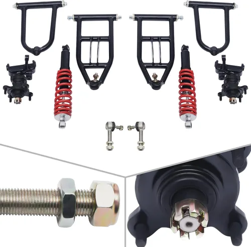Miniatura 2 de Kit de montaje de basculante delantero de 13.386 in para Go Kart - Asamblea de brazo basculante superior/inferior y brazo de suspensión, negro+rojo