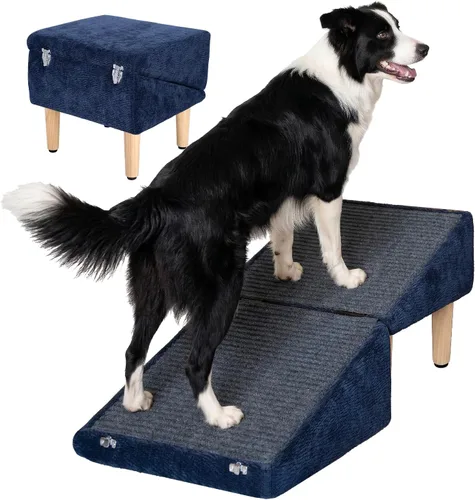 Miniatura 12 de Rampa 3 en 1 para perros de 18.9 x 17.7 x 18.9 pulgadas con almacenamiento, escaleras para mascotas para perros y gatos mayores y lesionados