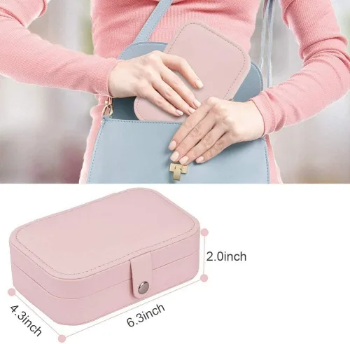 Miniatura 5 de Yonzone Joyero pequeño organizador de joyas de viaje, mini estuche de almacenamiento de joyas para mujeres y niñas, regalo de piel sintética, cajas