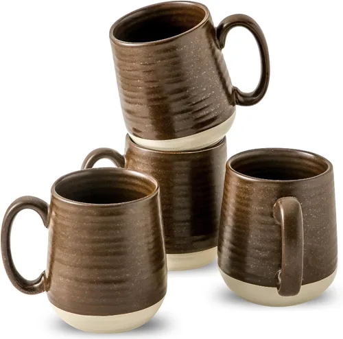 Miniatura 17 de Juego de tazas de café de cerámica grandes - 15 oz tazas de café con mango de porcelana, juego de 4 con mango, perfectas para capuchino, té, moca