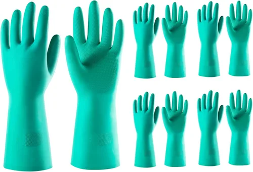ThxToms 5 pares de guantes de nitrilo resistentes a productos químicos, 15 mil, 13 pulgadas, guantes reutilizables de látex sin goma, resistentes,