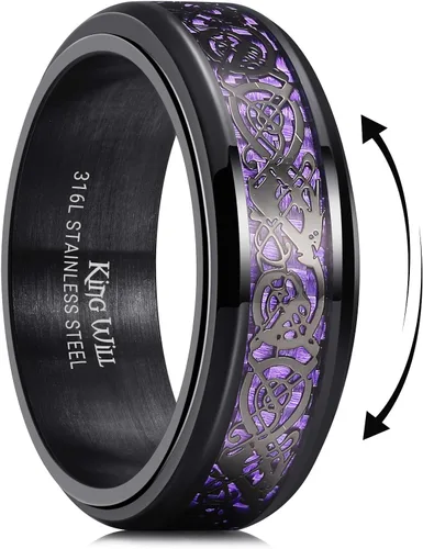 King Will Anillo giratorio de acero inoxidable 316L para hombres y mujeres, 0.315 in de dragón/nudo celta, anillo para ansiedad para aliviar el