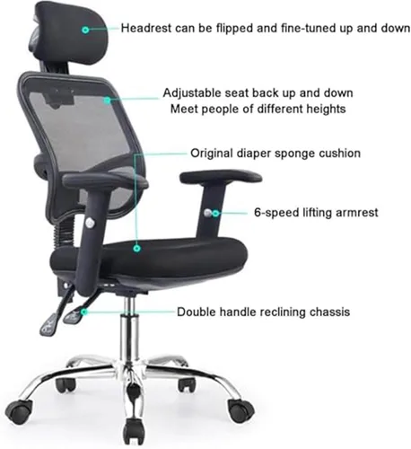Miniatura 3 de High Back Office Desk Chair Executive Swivel Computer Chair Adjustable Height Ergonomic Gaming Chair with Lumbar Support and Breathable Mesh for