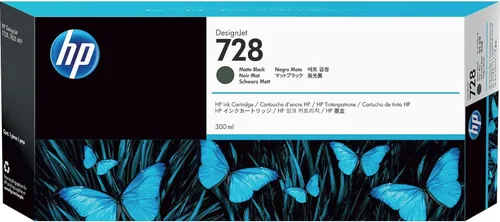 HP 728 Cartucho de tinta original negro mate de 10.1 fl oz (F9J68A) para impresoras de trazador de gran formato DesignJet T830 MFP y T730