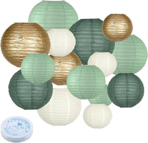 Miniatura 13 de 15 linternas de papel negras y doradas, redondas, colgantes, chinas, de 4, 6, 8, 10, 12 pulgadas, para despedida de soltera, compromiso, boda, bebé