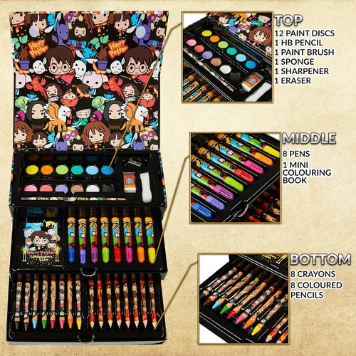 Miniatura 4 de Harry Potter Regalos Lápices de Colores 130 piezas Kit de Suministros de Arte para Dibujo Suministros Escolares Pintura Lápices de Dibujo para Niños