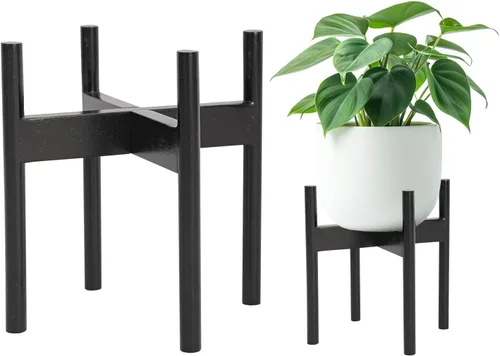 Miniatura 8 de Soporte de madera para plantas de 7.5 x 9.8 pulgadas, para interiores y exteriores, soporte de madera para macetas de un solo piso, soporte