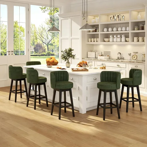 Miniatura 18 de COCO DESIGN - Juego de 2 taburetes de bar giratorios, 24" de altura del asiento, taburetes de bar de estilo moderno de mediados de siglo