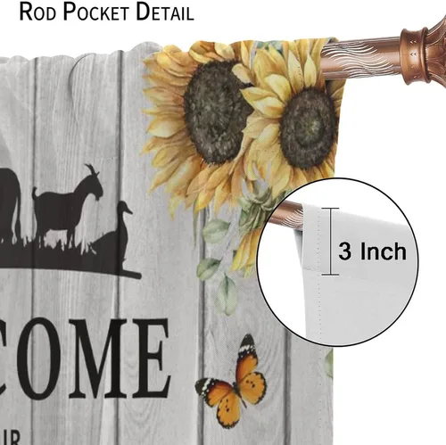 Miniatura 5 de Western Farms - Cortinas de ventana con estampado de vaca, color blanco y negro, para sala de estar, 42 x 45 pulgadas Estilo 4