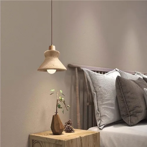 Miniatura 4 de Kitchen Island Pendant Light Retro Yellow Cave Stone Hanging Lamp Mid Century Single Head Solid Wood Chandelier for Restaurant Bar Bedroom Club