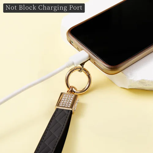 Miniatura 3 de Correa de cuero para teléfono celular, correa para teléfono celular, cordón para teléfono con lengüeta, manos libres, llavero para mujer