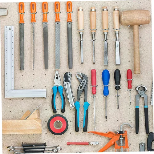 Miniatura 8 de OSALADI 5 piezas de gancho para tablero de clavijas, soporte de metal, organizador de utensilios de cocina, alicates, ganchos para colgar tablero