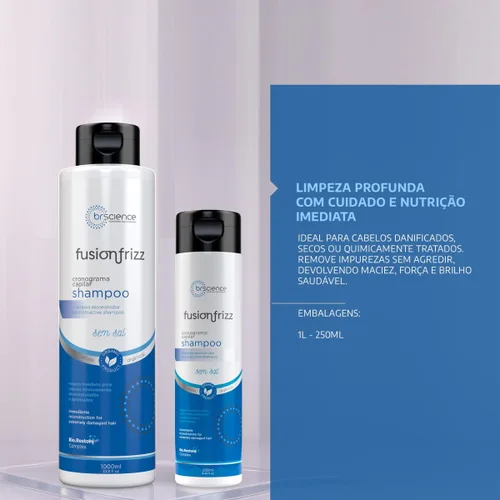 Miniatura 2 de BR Science Champú reconstructivo Fusion Frizz Recomendado para cabello extremadamente dañado 33.8 fl oz / 33.8 onzas líquidas