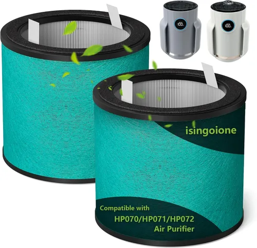 HP071BRN HP072 Filtro de repuesto compatible con purificador de aire Shark NeverChange HP072, HP071BRN, HP070 H13 HEPA y filtro de carbón activado