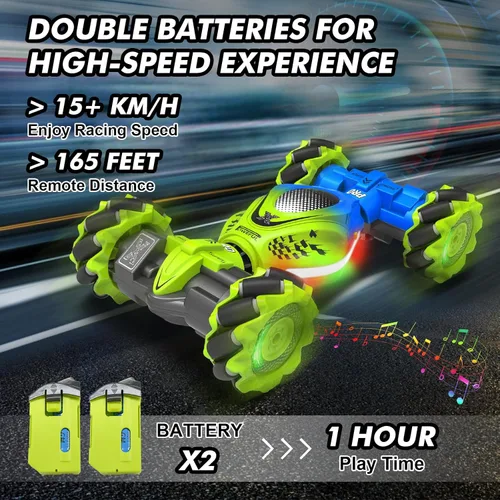Miniatura 5 de Fosgoit Coche RC con Sensor Gestual, RC de Acrobacias con Sensor Gestual de 2.4GHz 4WD para Niños de 6-12 Años, Control Remoto Manual Drift Twist