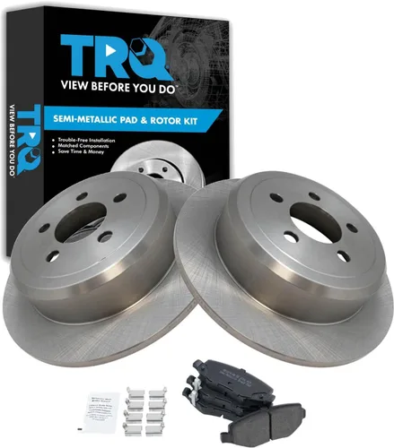 Miniatura 141 de TRQ Juego de pastillas de freno semimetálicas traseras y rotores compatibles con Chevrolet Trailblazer 02-06 Trailblazer EXT 04-06 SSR 02-07 GMC