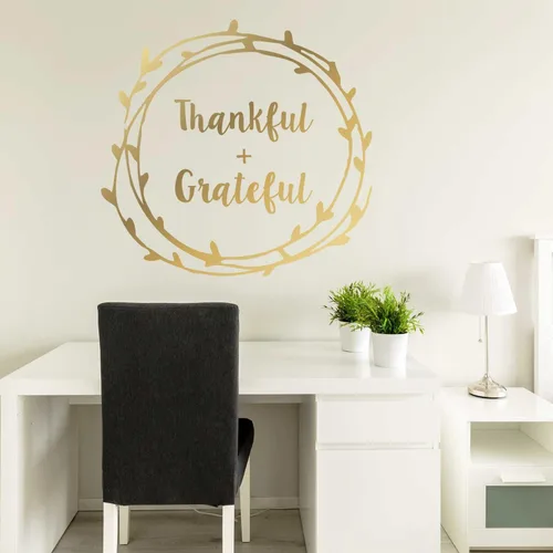 Miniatura 3 de Thankful + Grateful Calcomanía de laurel Decal Set – Oro beso Cortar Fall Leaf by chromantics