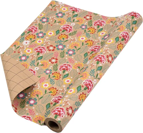 Miniatura 4 de RUSPEPA Rollo de papel de regalo de estraza – Mini rollo – Diseño de clavel ideal para el día de la madre, cumpleaños, fiesta, aniversario – 17
