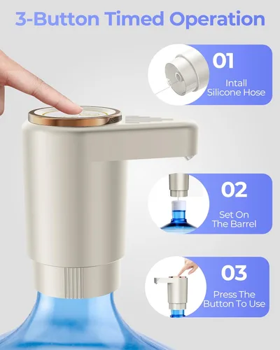 Miniatura 4 de Bomba de jarra de agua para botella de 5 galones, dispensador de carga eléctrico portátil USB-C, motores duales potentes, flujo rápido, se adapta a