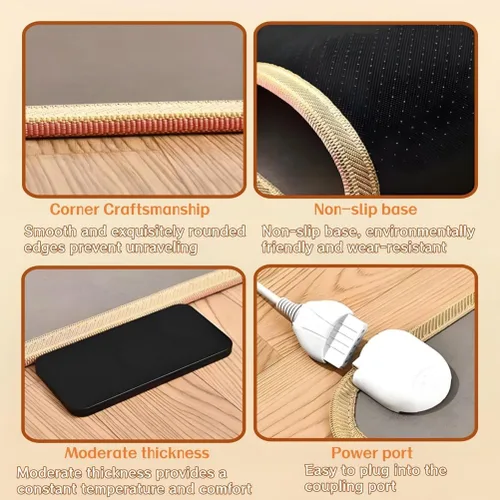 Miniatura 5 de Heated Floor Rug, Waterproof Heated Floor Mat, Electric Heated Area Rug, Large Heated Area Rugs, Indoor Floor Heater, Timer Fast Heating Adjustment