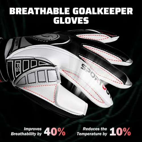 Miniatura 4 de Guantes de Portero Sportout con Protección de Dedos, Guantes de Fútbol Respirables, Látex de 4mm, para Niños, Jóvenes y Adultos Negro