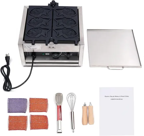 Miniatura 9 de Pescado en forma de Taiyaki Maker Máquina de gofres en forma de pescado de acero inoxidable Moldes para hornear antiadherentes Máquina de gofres
