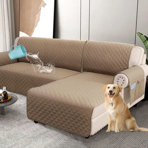 Miniatura 8 de H.VERSAILTEX Fundas de Sofá Seccional 100% Impermeables de 2 Piezas Fundas de Sofá en Forma de L Lavables para Perros Antideslizantes