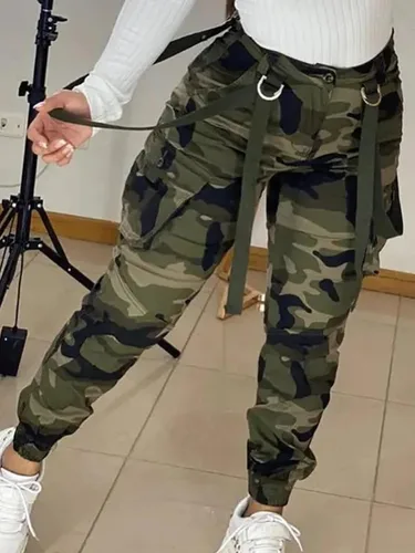 Miniatura 7 de Famnbro Camo Cargo Pants for Women, Army Fatigue Camouflage Slim Fit Jogger Sweatpants