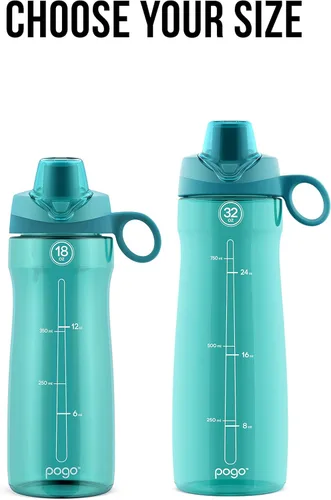 Miniatura 3 de Pogo Botella de agua de plástico sin bisfenol A con tapa con pico de 32 onzas, color azul atolón Azul (Blue Atoll)