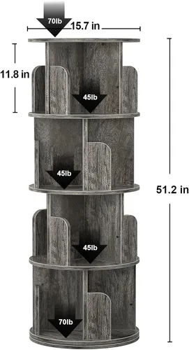 Miniatura 3 de Aheaplus Estantería giratoria, estantería esquinera de exhibición de 360° para espacios pequeños, librero de almacenamiento de pie de 4 niveles