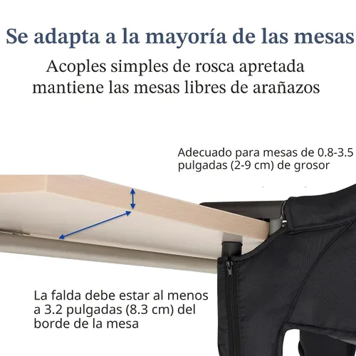 Miniatura 5 de Inglesina Silla de mesa rápida, color negro + bandeja de comedor rápido, silla alta portátil para bebés, para bebés y niños pequeños de hasta 37