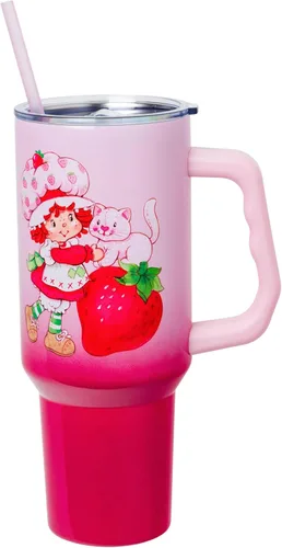 Miniatura 40 de Silver Buffalo - Vaso de acero inoxidable Sanrio Hello Kitty con flores de primavera y verano y rayas arcoíris, con asa y popote, compatible