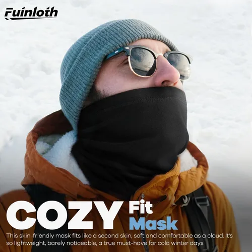 Miniatura 3 de Fuinloth Paquete de 2 polainas de invierno para el cuello, bufanda calentadora de forro polar para clima frío para hombres y mujeres