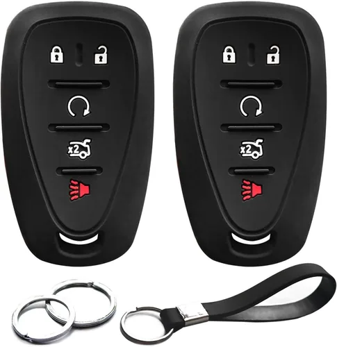 2 piezas compatible con Chevrolet Smart 5 BTS Funda de silicona negra para llave FOB protectora soporte remoto sin llaves para Chevrolet Camaro