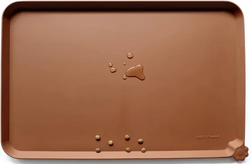 Miniatura 30 de Hoki Found - Bandeja de silicona para comederos de perros y gatos, tapetes impermeables para comida y agua, color cedro oscuro